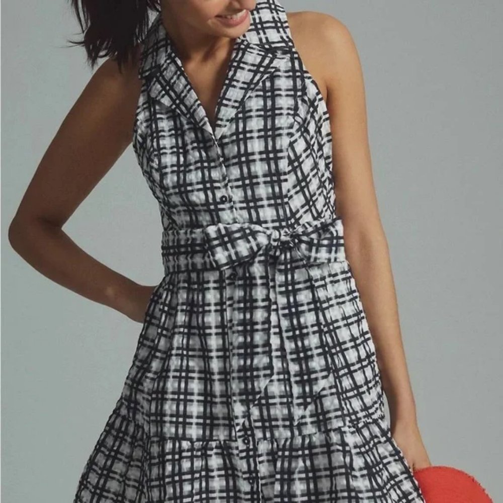 Anthropologie Maeve Plaid Mini Shirt Dress